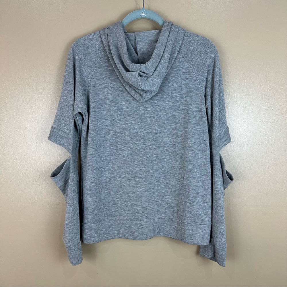 Forever 21 Gray Open Split Sleeve Lightweight Hoodie Medium Grunge Thrashed - Picture 8 of 8